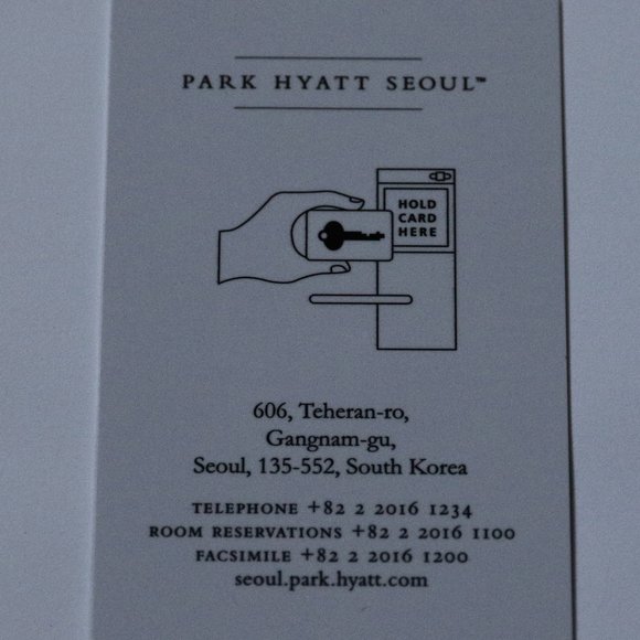 Park Hyatt Seoul Hotel Room Key Card South Korea Korean Collectible - Picture 2 of 2